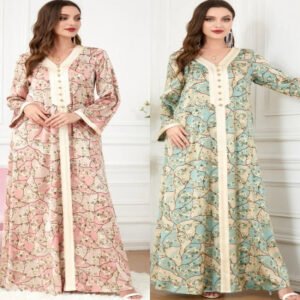 عباية نسائية مسلمة فستان رقبة على شكل V جلابية مغربية فستان الحفلات عبايات عادية فيستدوس لارجو رداء قفطان مغربي رمضان 2026