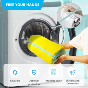 Mesh shoe wash bag for washing machine with reinforced zipper