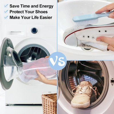 أكياس غسيل الأحذية حذاء رياضة شبكة حقيبة غسيل تنظيف الأحذية كيس الغسيل رمادي سستة 125 نسيج العسل لأحذية رياضية حذاء رياضة - الصورة 3