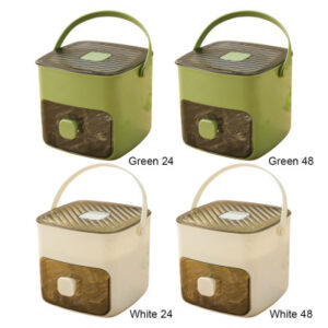Portable ice maker machine with ice drawer and carry handle on kitchen countertop