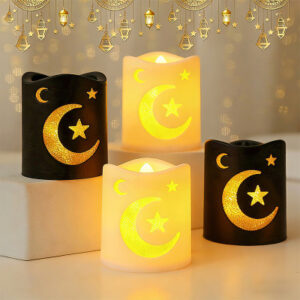 LED Eid Mubarak Lamp,Eid Decorations for Home,Islamic Ramadan Lantern,Candle Lamp Table Centerpiece,Decorative Lanterns as Gifts
